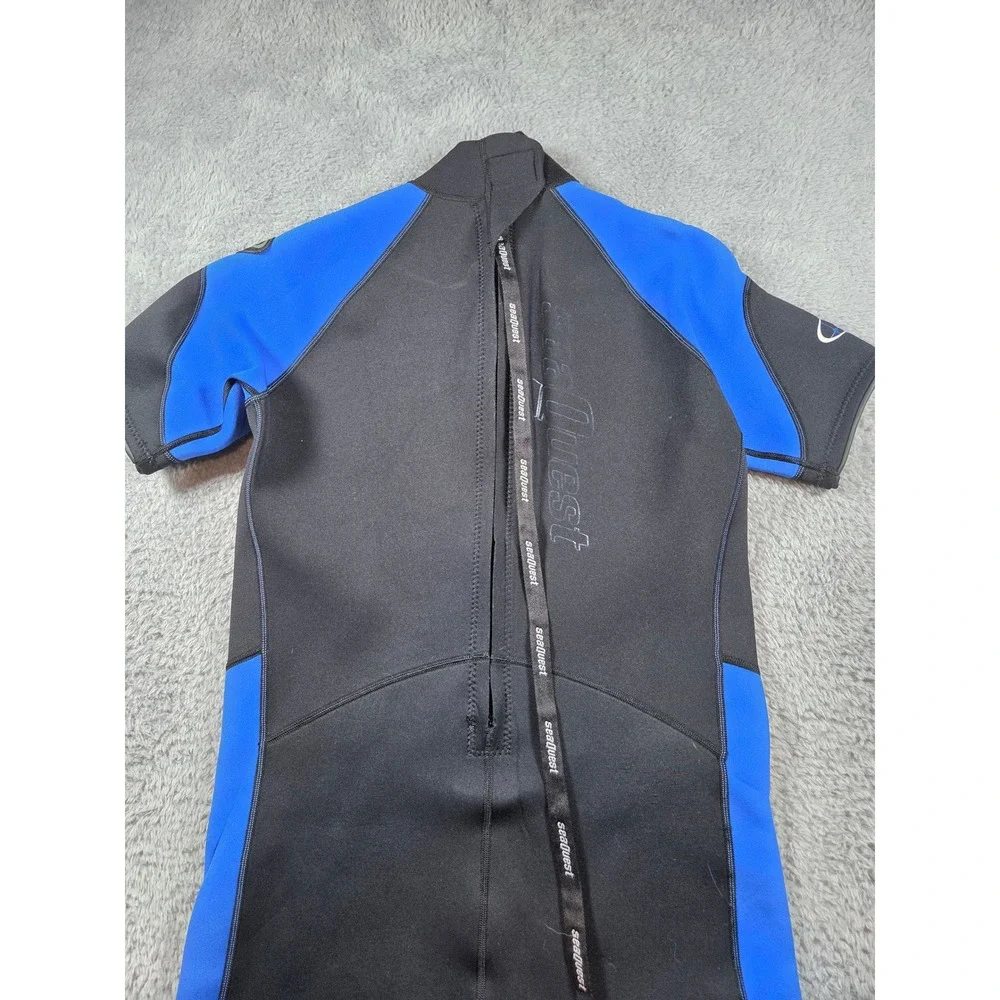 SeaQuest 2mm Shorty Wetsuit‎ Mens Blue Black Neoprene Short Sleeve Surf Dive